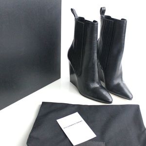 NIB ALEXANDER WANG Gored Wedge Ankle Chelsea Boots Pointed Toe Pull Up Heidi 38